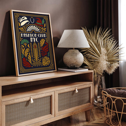 Fashion Club New York City Poster, Art Deco Gatsby Style Print
