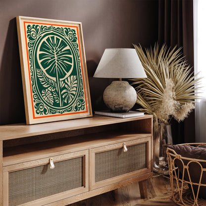 Retro Cut Outs Monstera Leaves Poster