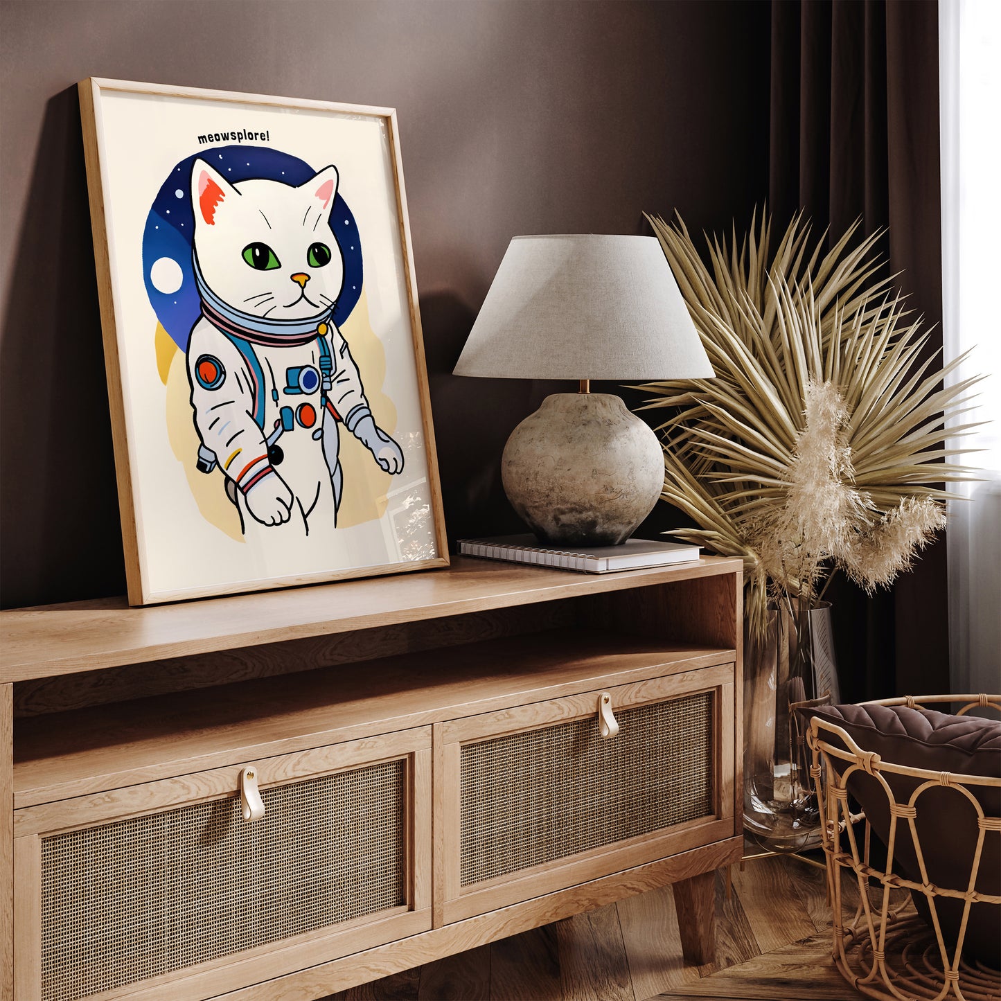 Cute Cat Space Explorer Art Print