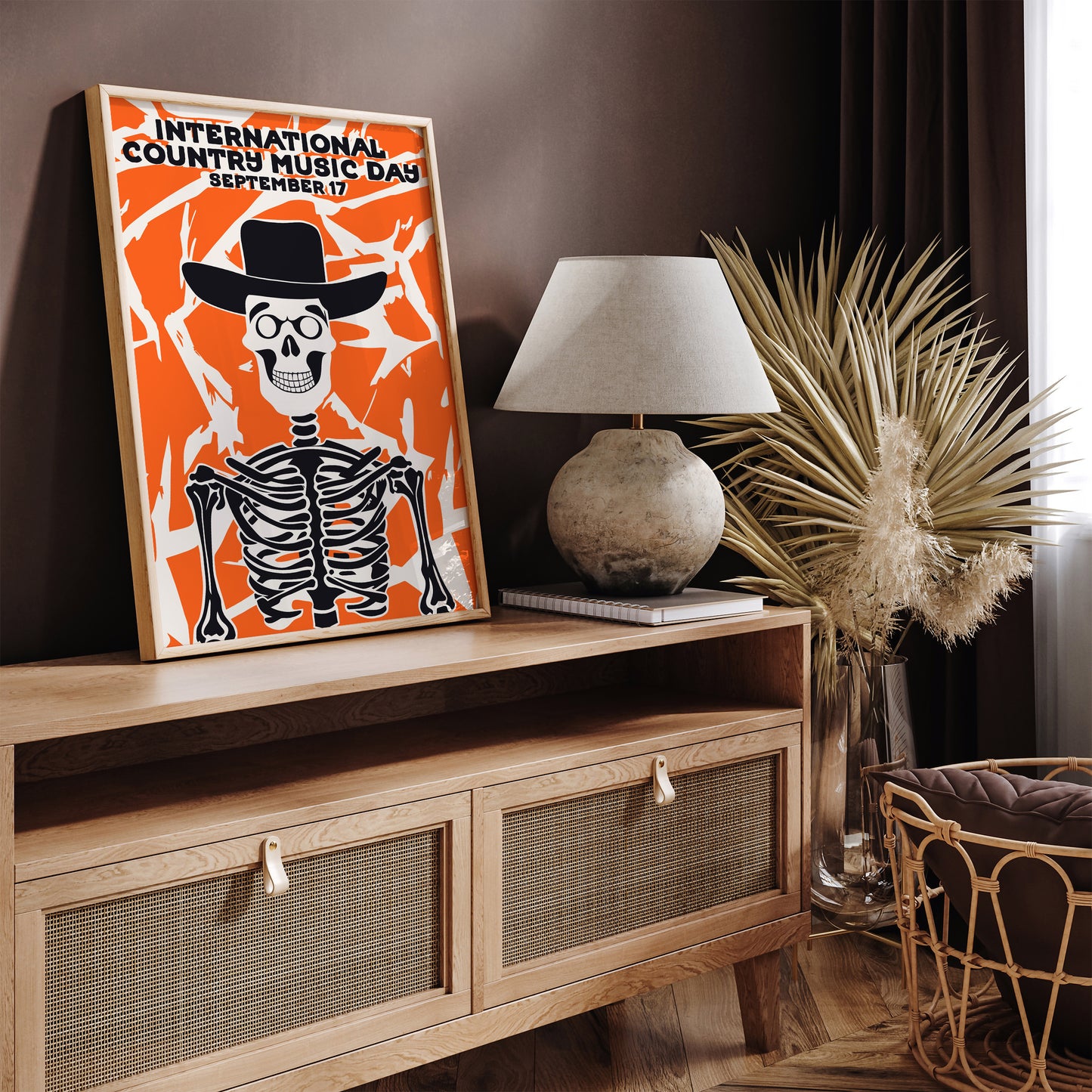 Country Music Day Skeleton Poster