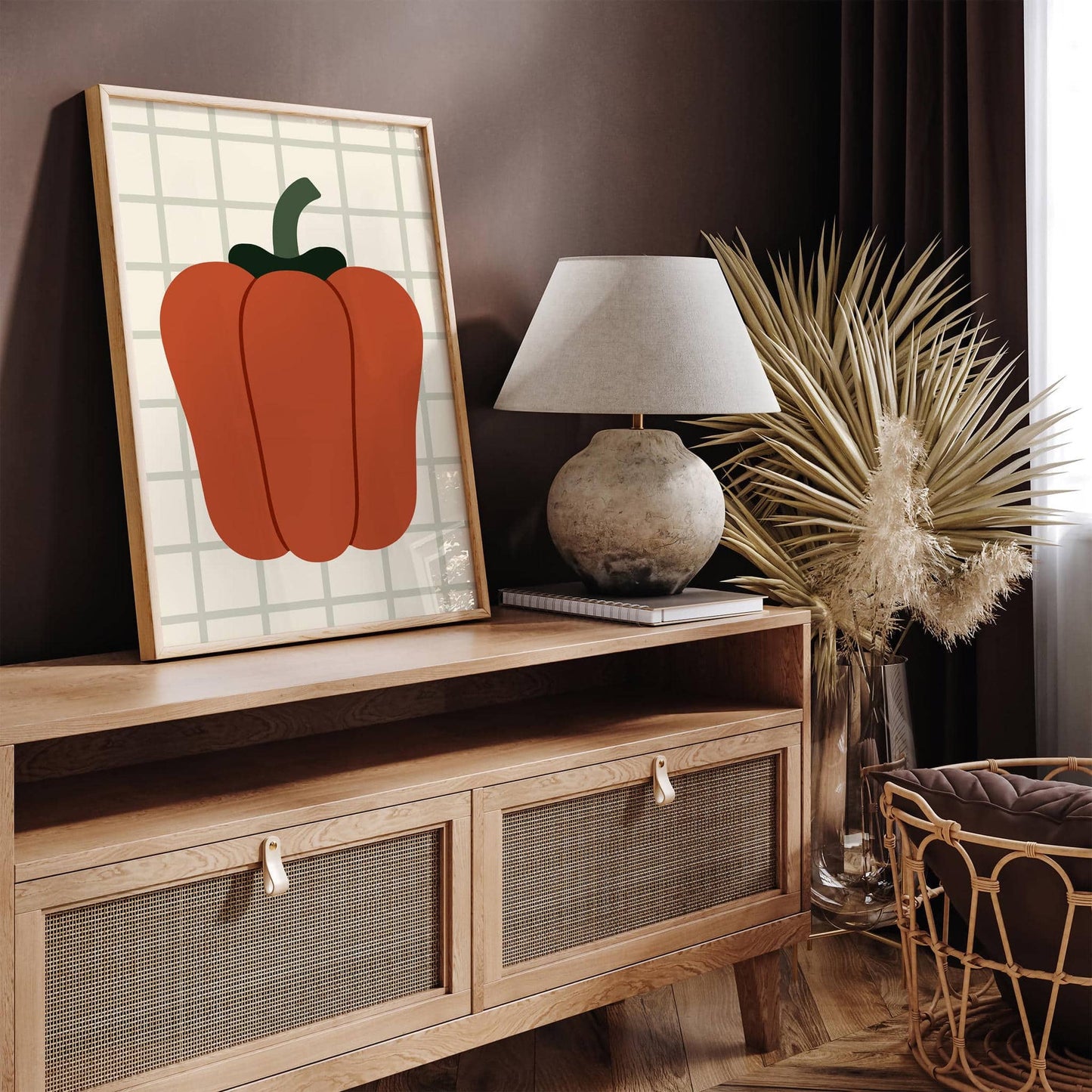Red Bell Pepper Poster - Scandinavian Kitchen Art Print