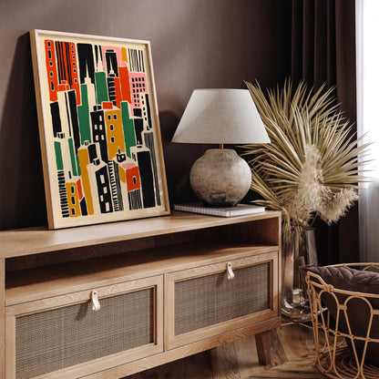 Abstract Retro NYC Buildings Poster