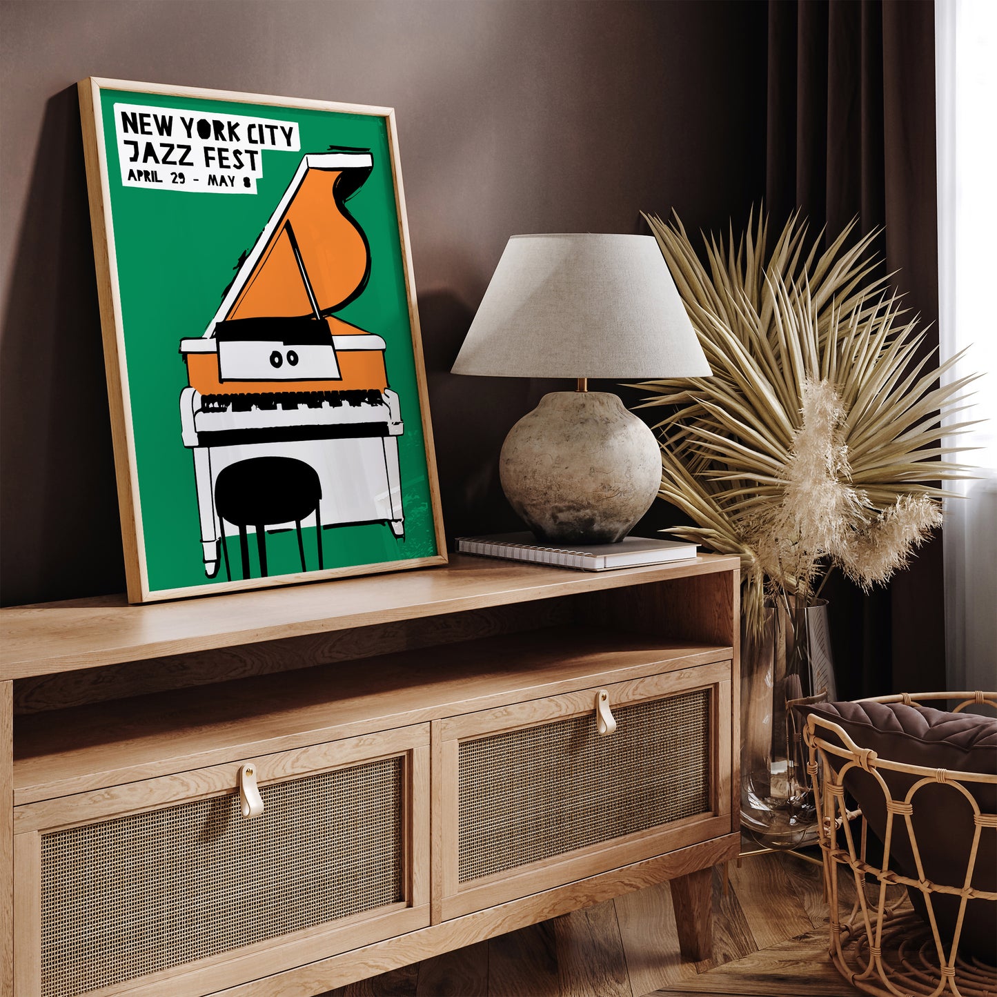 Piano Jazz Festival Green Retro Poster