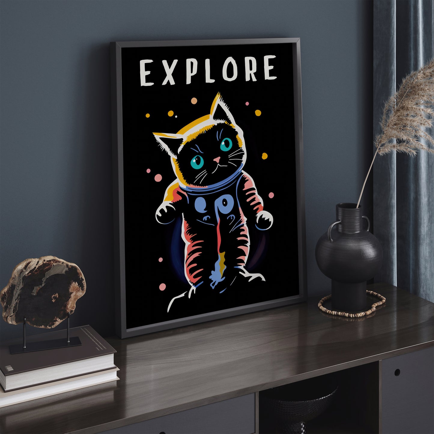 Explore Space - Cute Cat Wall Art