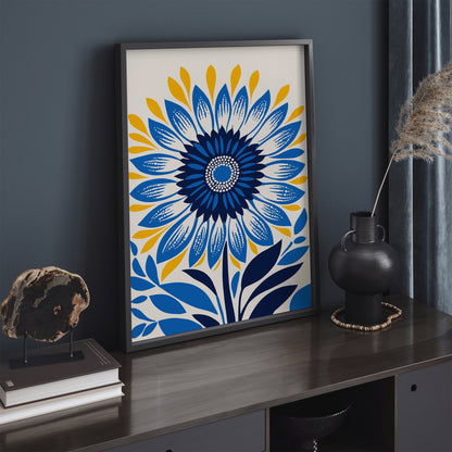 Blue Sunflower Cute Art Print