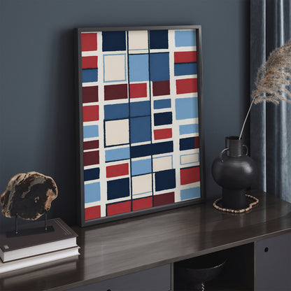 Blue Modern Geometric Design - Bathroom Wall Art