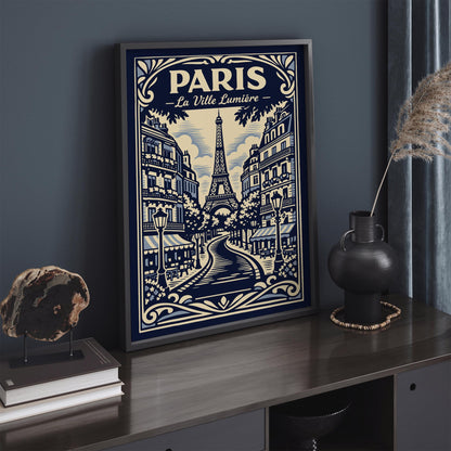 Paris La Ville Lumière Vintage Travel Poster