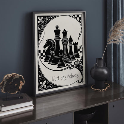 Black and White Vintage Chess Poster