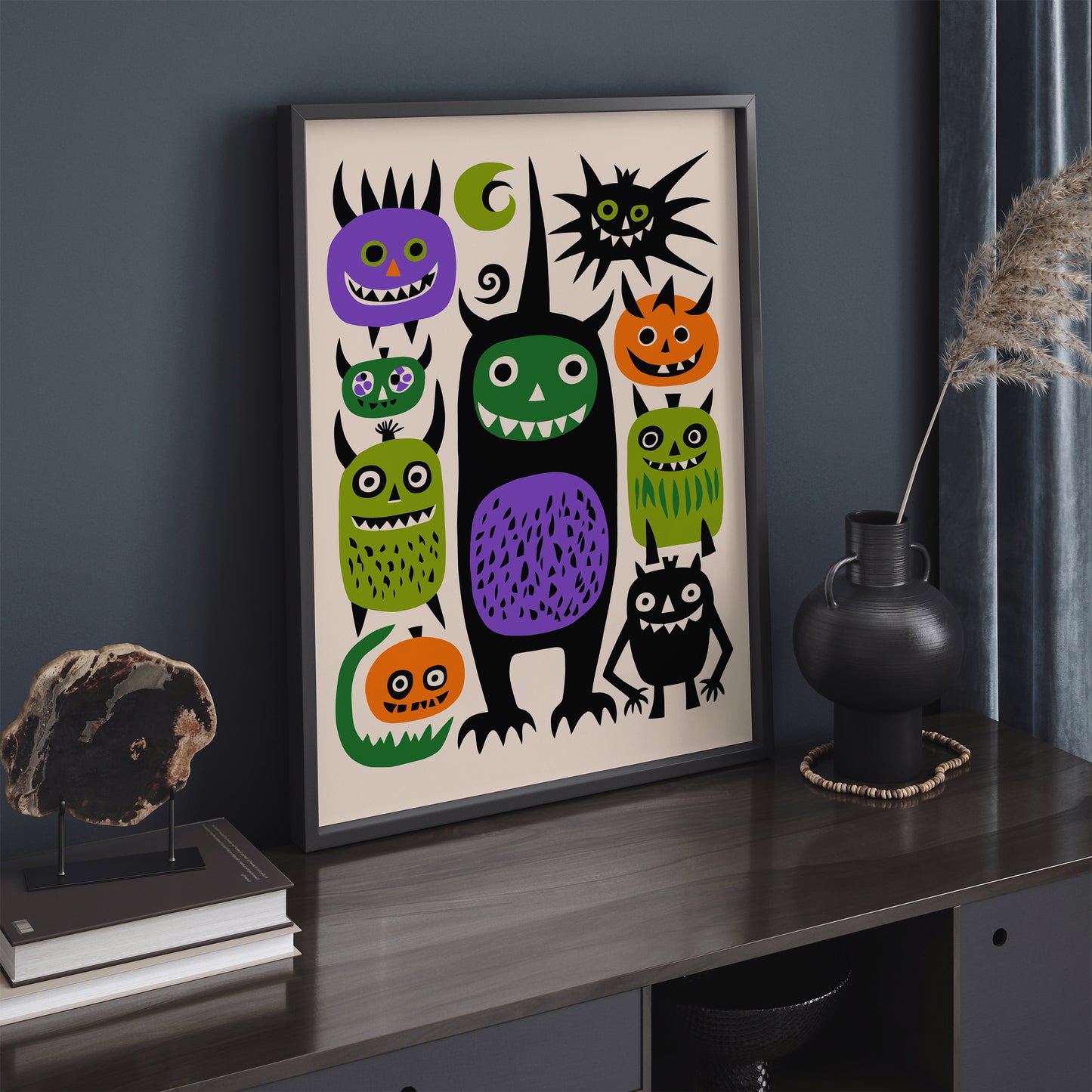 Halloween Monsters Family Illustration Print