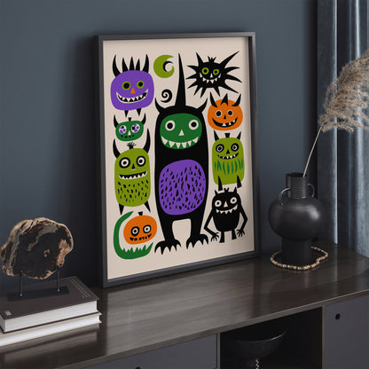 Halloween Monsters Family Illustration Print