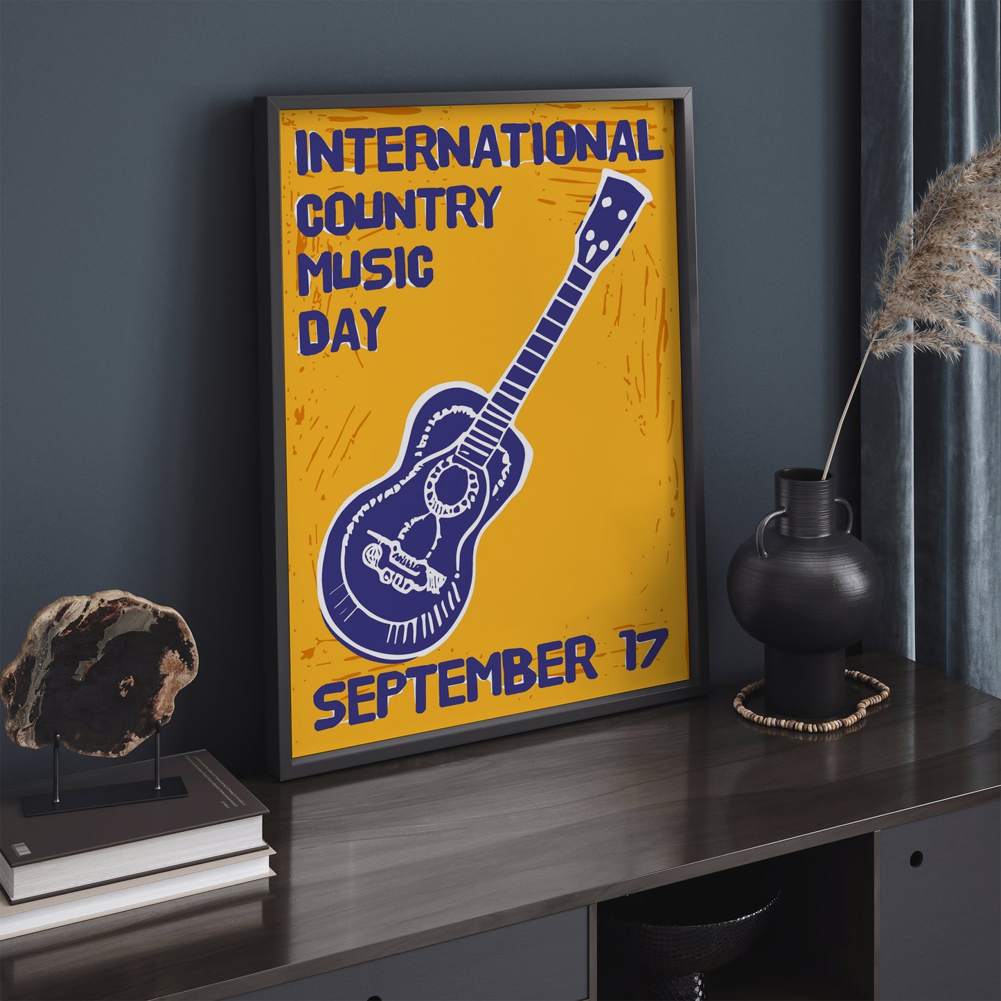 Country Music Festival Guitar Yellow Art Print