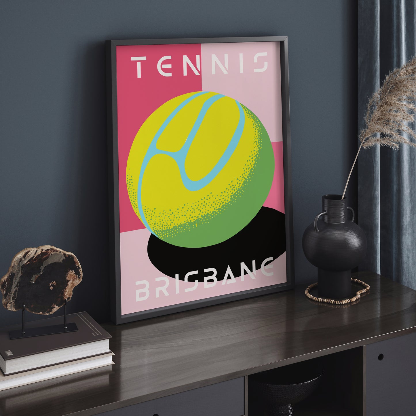 Brisbane Tennis Game Pink Sport Art Print