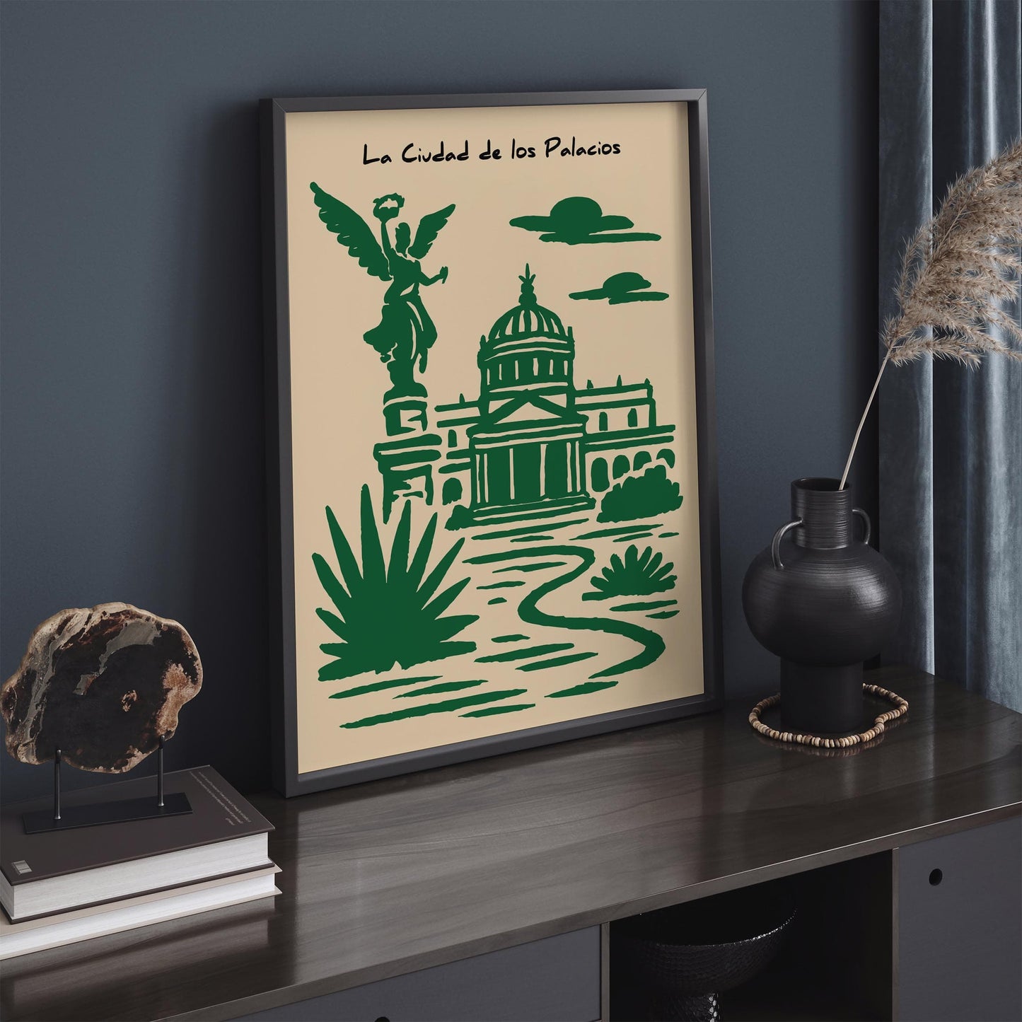 Mexico City Poster - Green Cityscape Architecture Wall Art