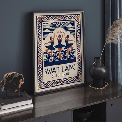 Swan Lake Ballet Art Deco Poster