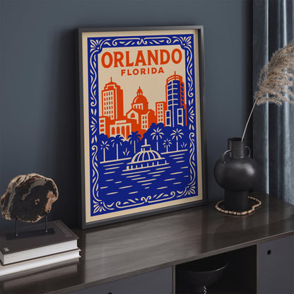 Orlando Florida Eclectic Cityscape Poster