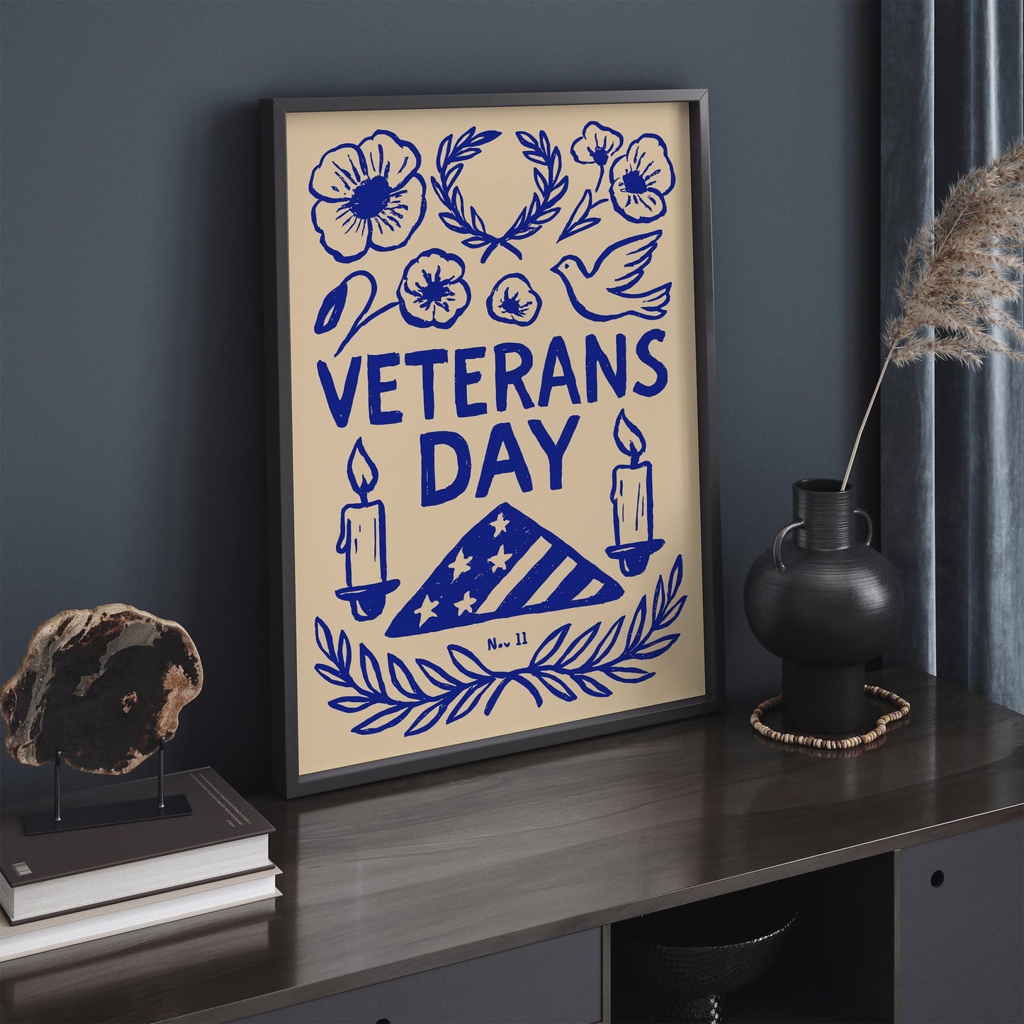 Veterans Day November 11 Blue Poster