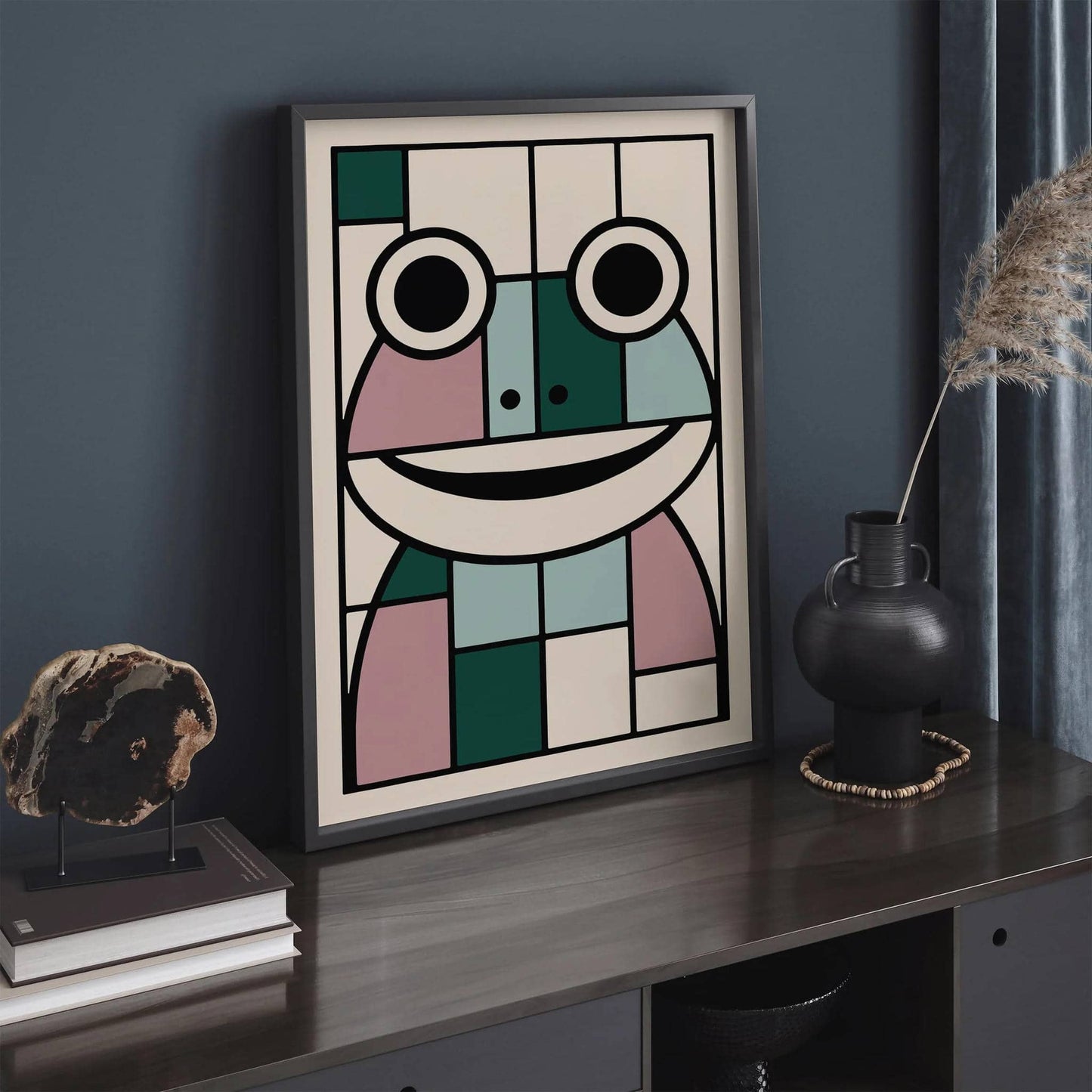 Cute Frog in Bauhaus Style Art Print