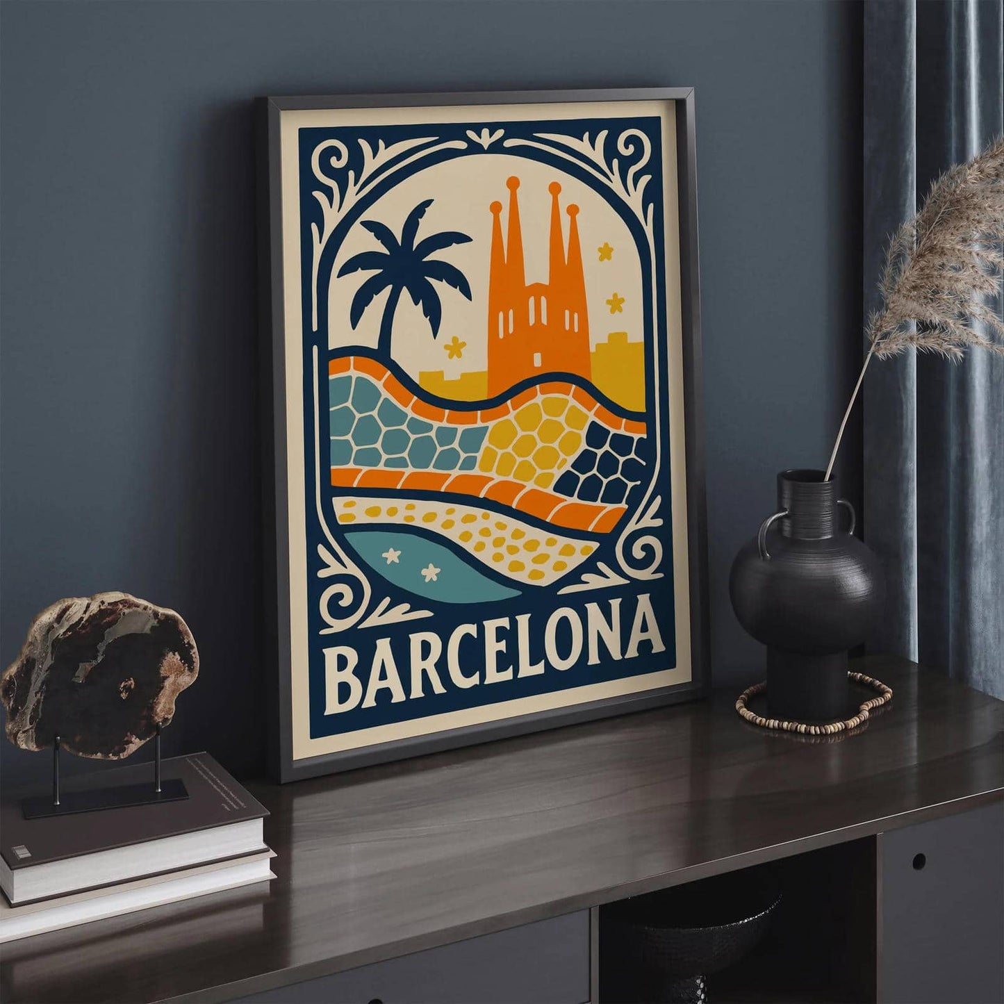 Barcelona Travel Retro Poster