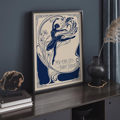 New York City Ballet School Art Nouveau Poster