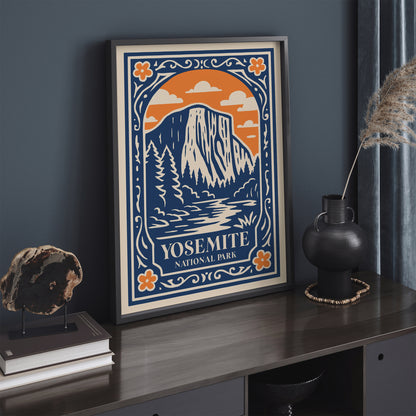 Yosemite National Park Blue Travel Poster