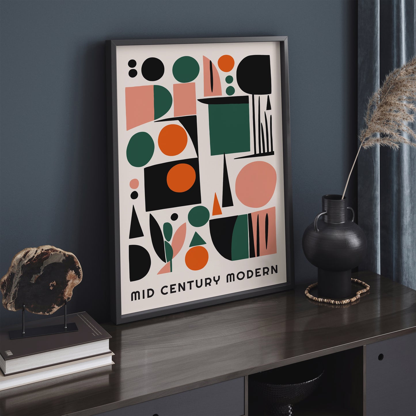 Mid Century Modern Geometric Poster 2024