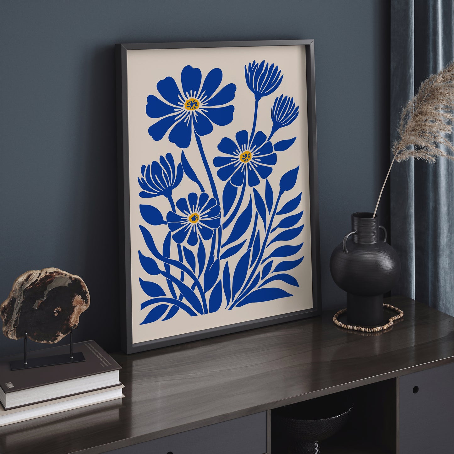 Blue Floral Kitchen Wall Decor