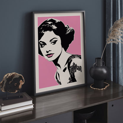 Pop Art Girl Portrait 60s Pink Wall Art