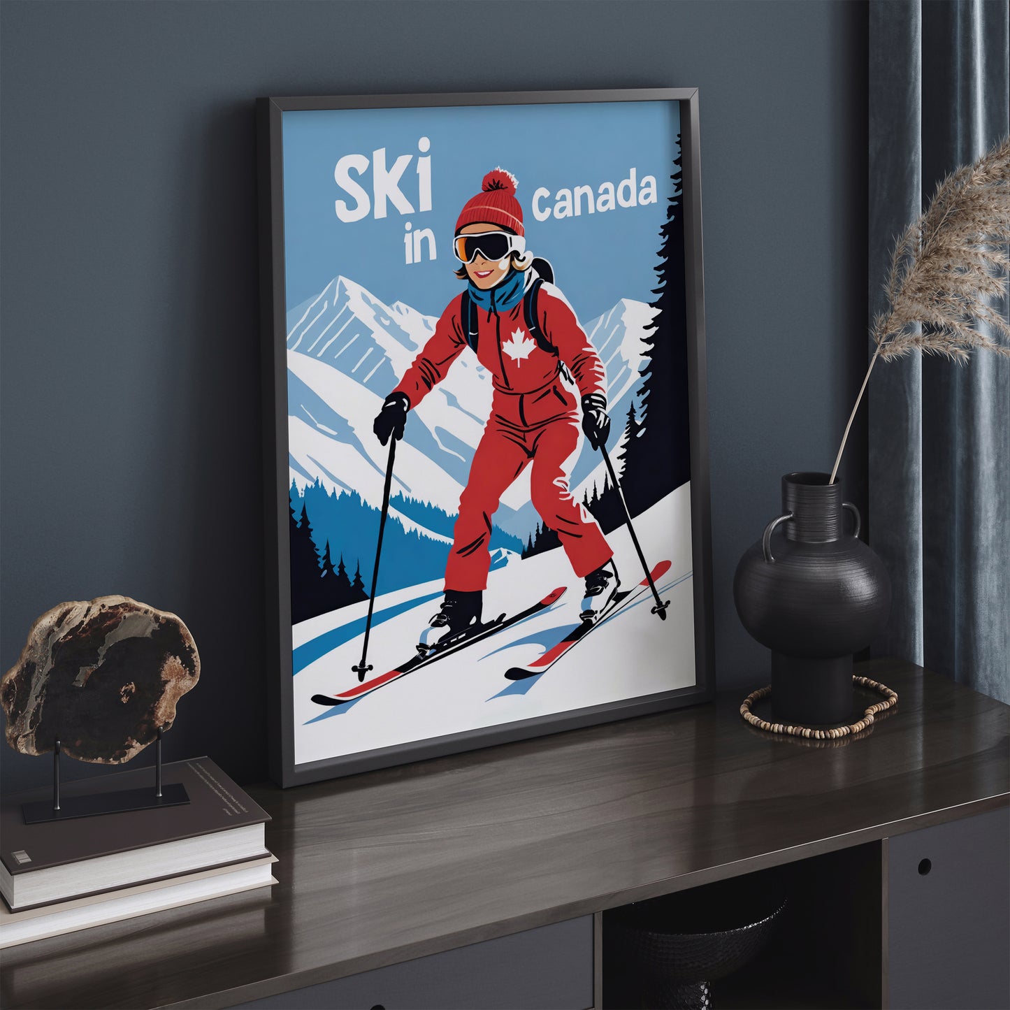 Ski in Canada Retro Travel Poster