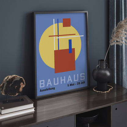 Bauhaus Blue Geometric Wall Art Print