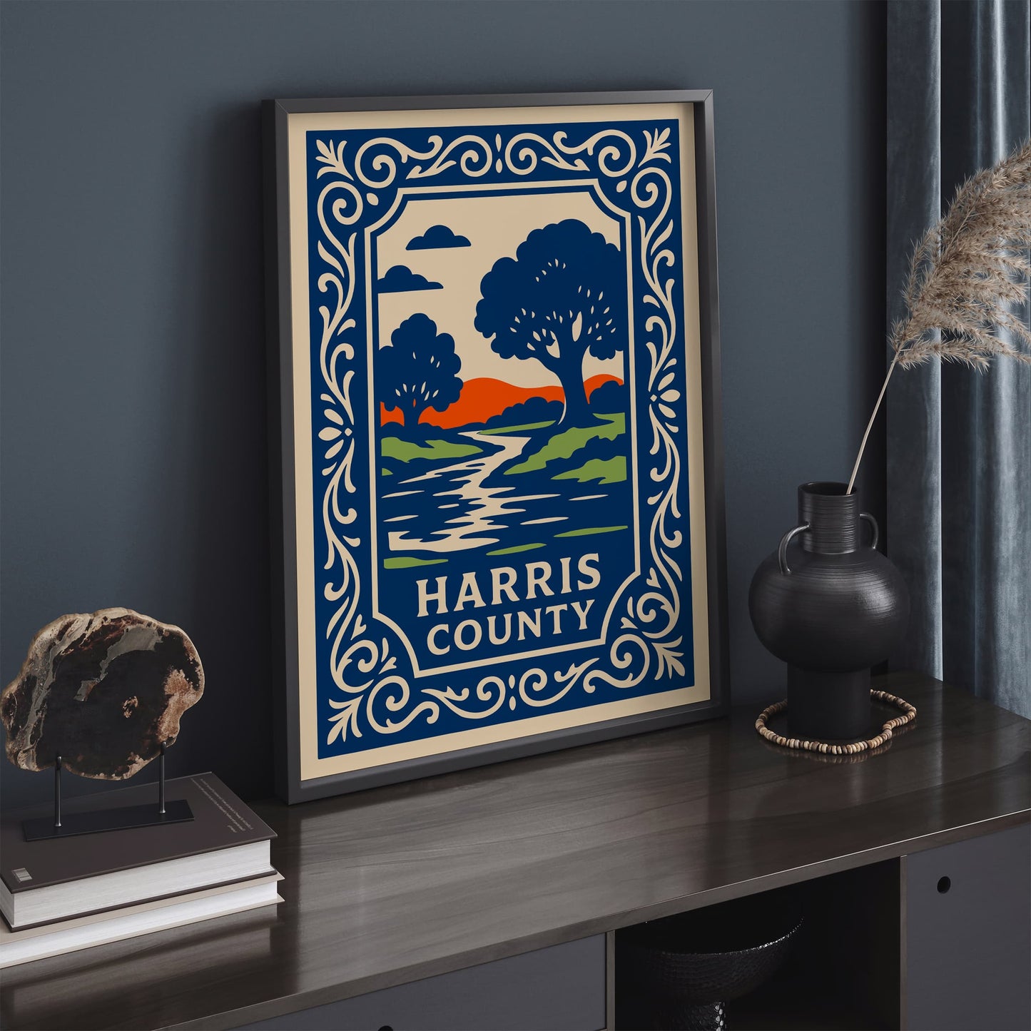 Harris County Travel Poster - Blue Landscape Art Print