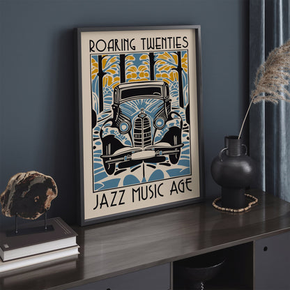 Roaring Twenties Poster - Jazz Music Vintage Car Art