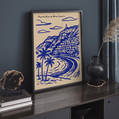 Puerto Rico de Gran Canaria Blue Travel Poster