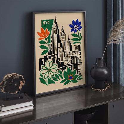 New York City Retro Travel Poster – Vintage Wall Art Print