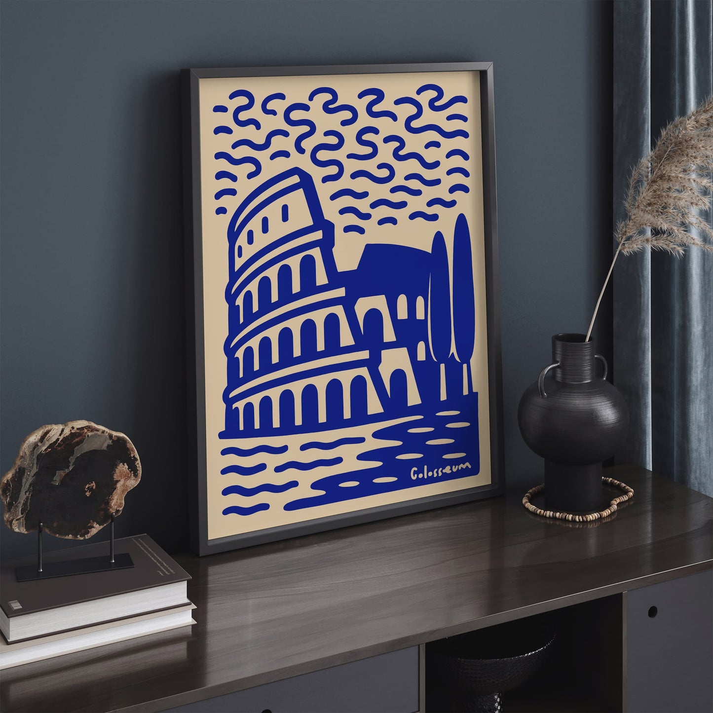 Colosseum Rome Blue Travel Poster