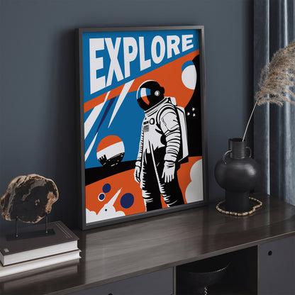 EXPLORE - Astronaut Retro Poster