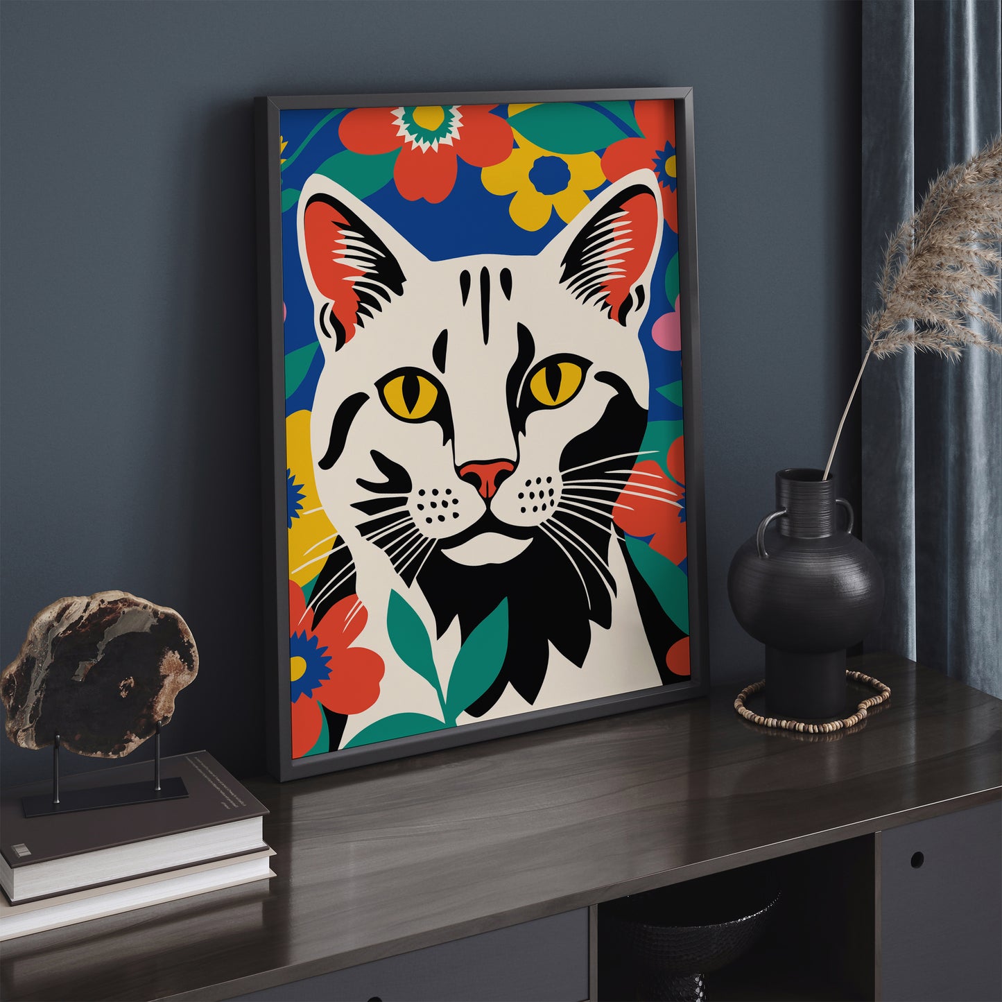 Colorful Cat in the Garden Wall Art