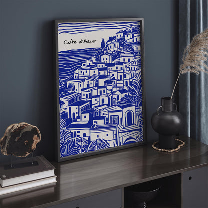 Cote d Azur Scenic Blue Travel Poster