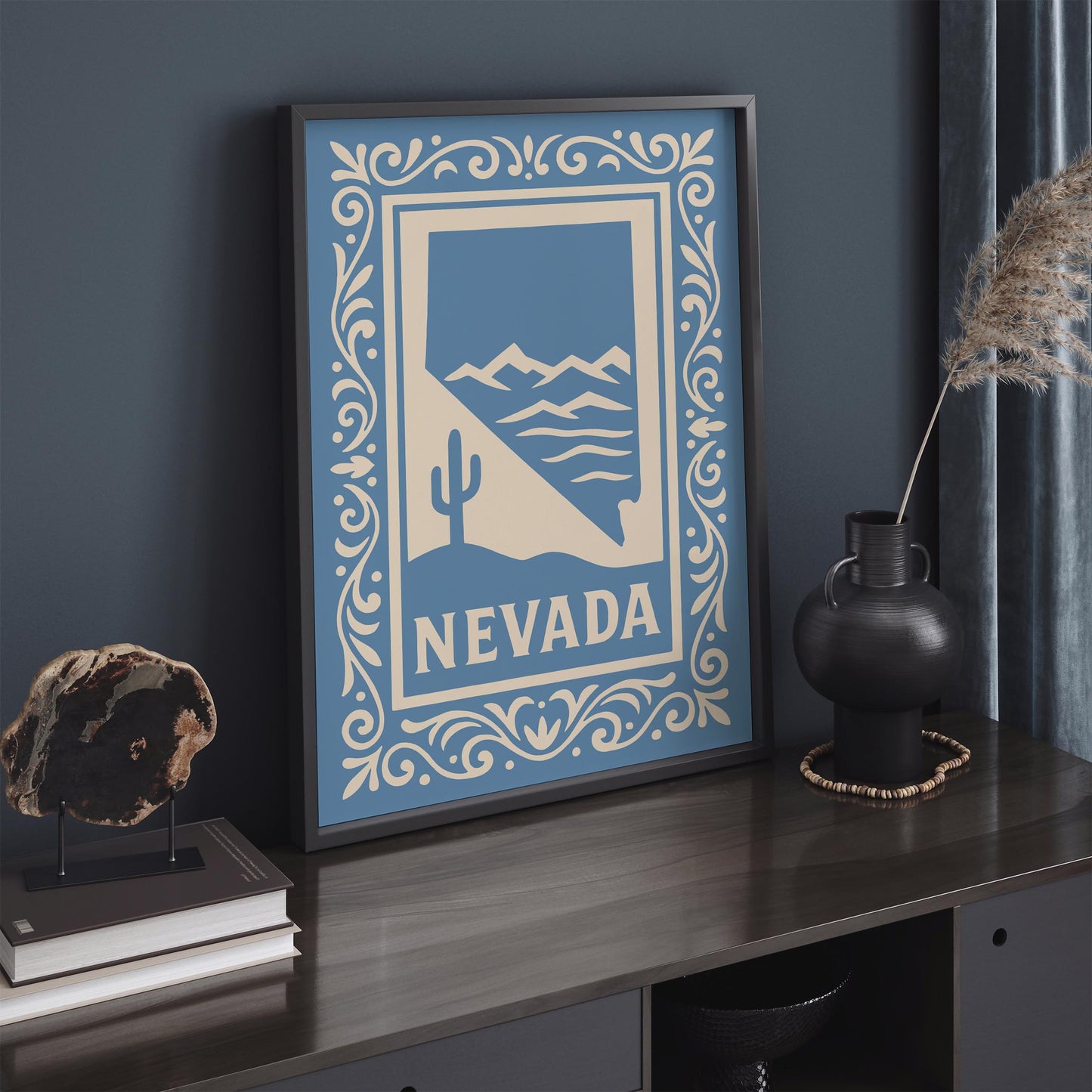 Nevada Travel Poster Icy Blue Wall Art Print