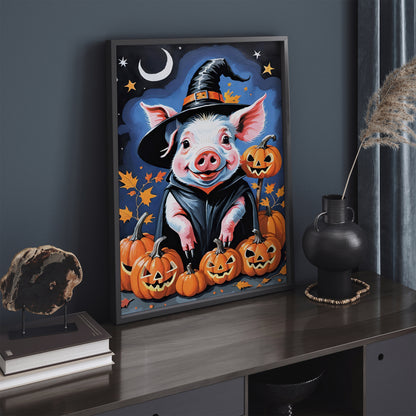 Halloween Pig Art Print Illustration