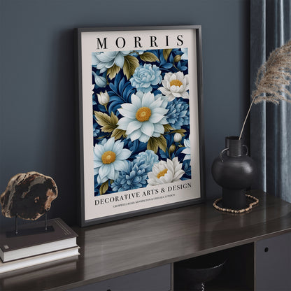 Morris Floral Blue Bathroom Wall Art