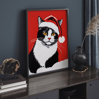 Santa Cat Festive Winter Poster