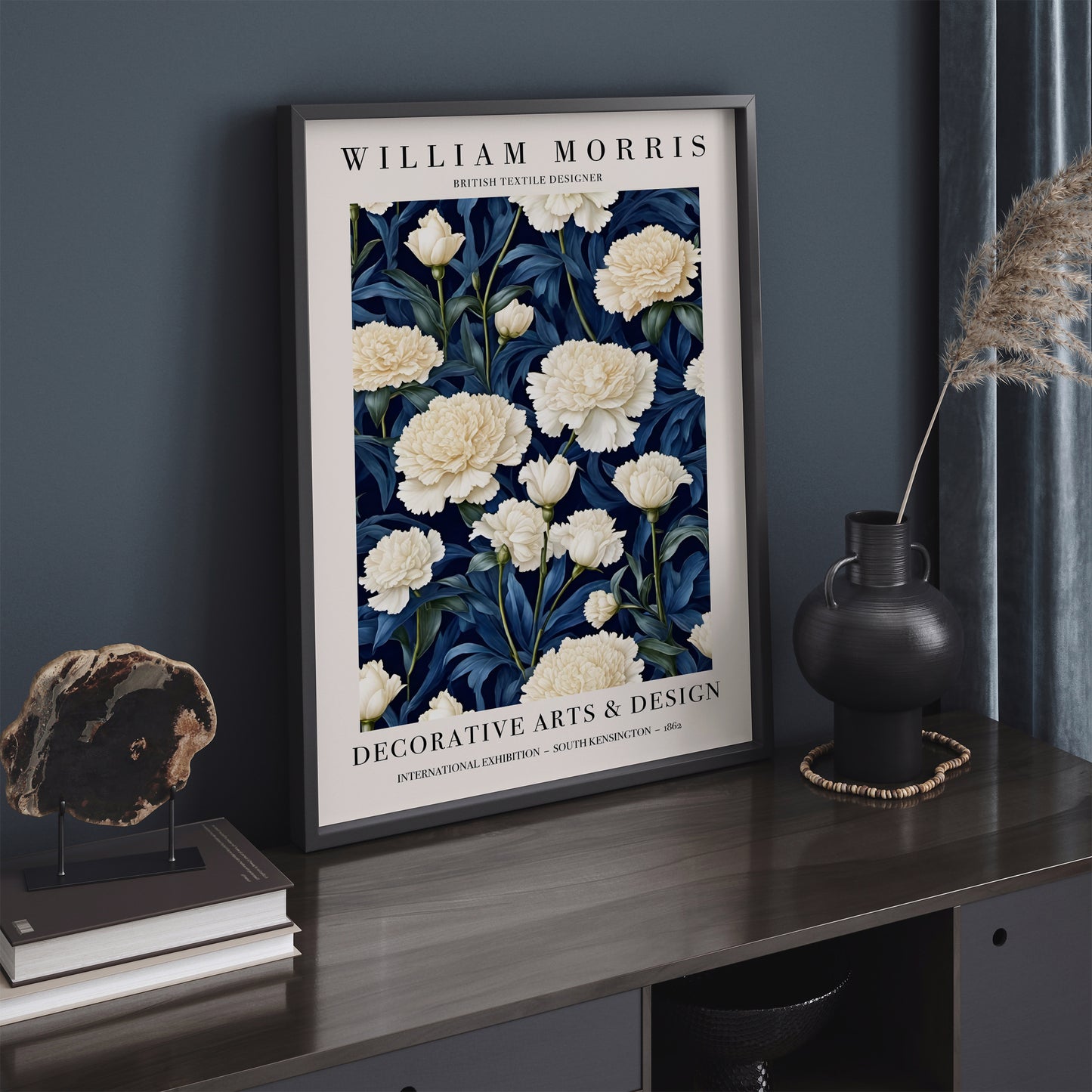 Blue W. Morris Inspired Floral Poster