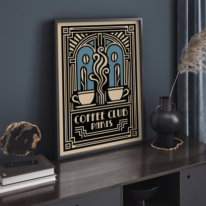 Coffee Club Paris Poster - Art Deco Cafe Wall Decoration