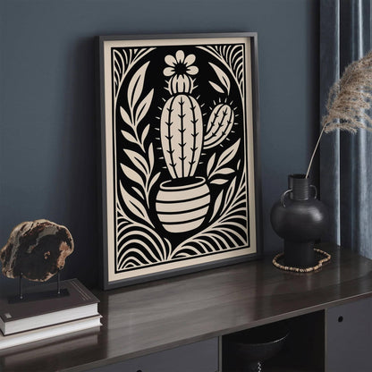 Art Deco Floral Cactus Wall Art Poster