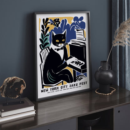 Elegant Cat Playing Jazz Poster