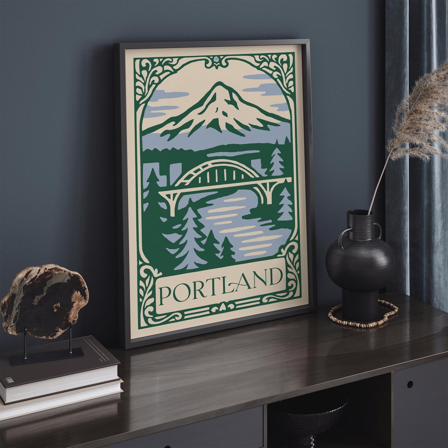 Portland Oregon Cityscape Poster – Urban Wall Art