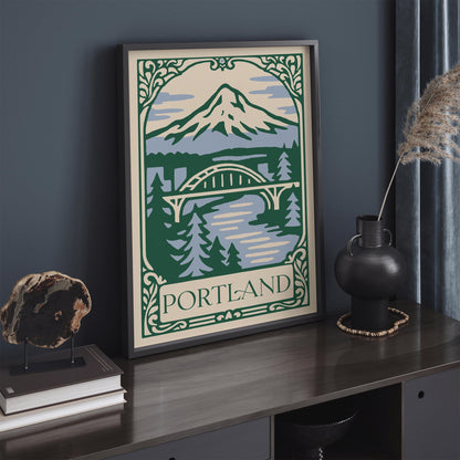 Portland Oregon Cityscape Poster – Urban Wall Art