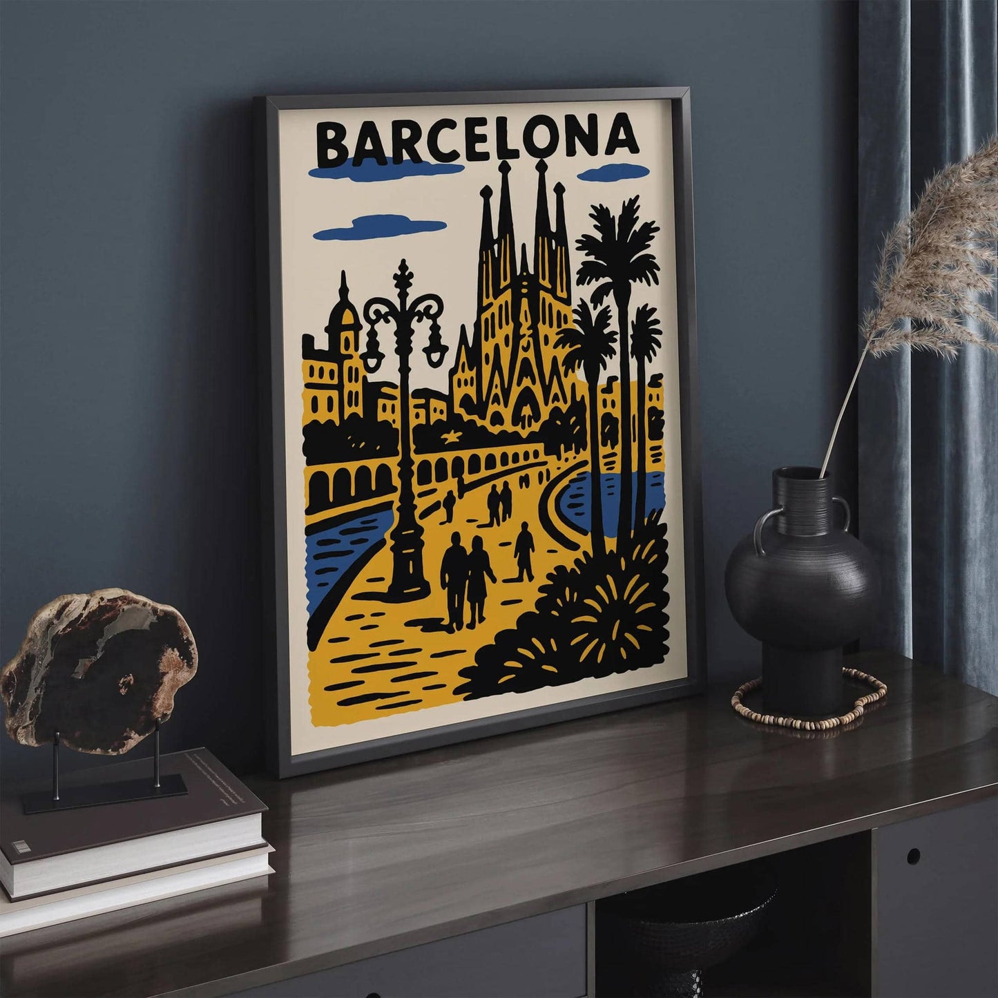 Barcelona Spain Poster - Retro Travel Art Print