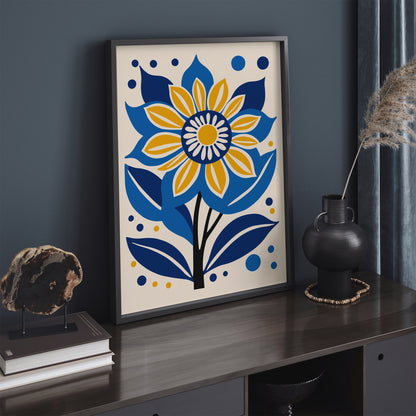 Blue Flowers Mid Century Modern Art Print