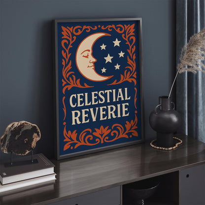 Celestial Reverie Poster - Rococo Moon Wall Art Print